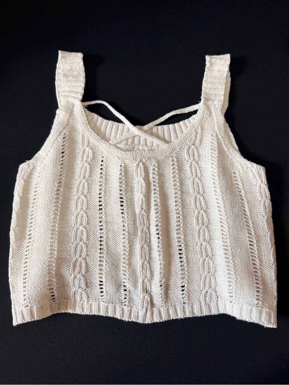 Hollister White Crochet Crop Tank with Strappy Detail